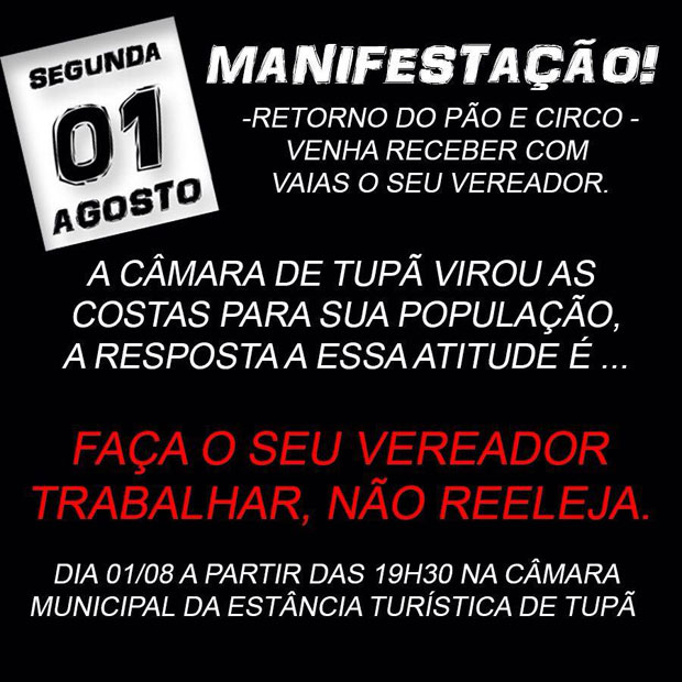 População organiza manifestação para recepcionar vereadores tupãenses