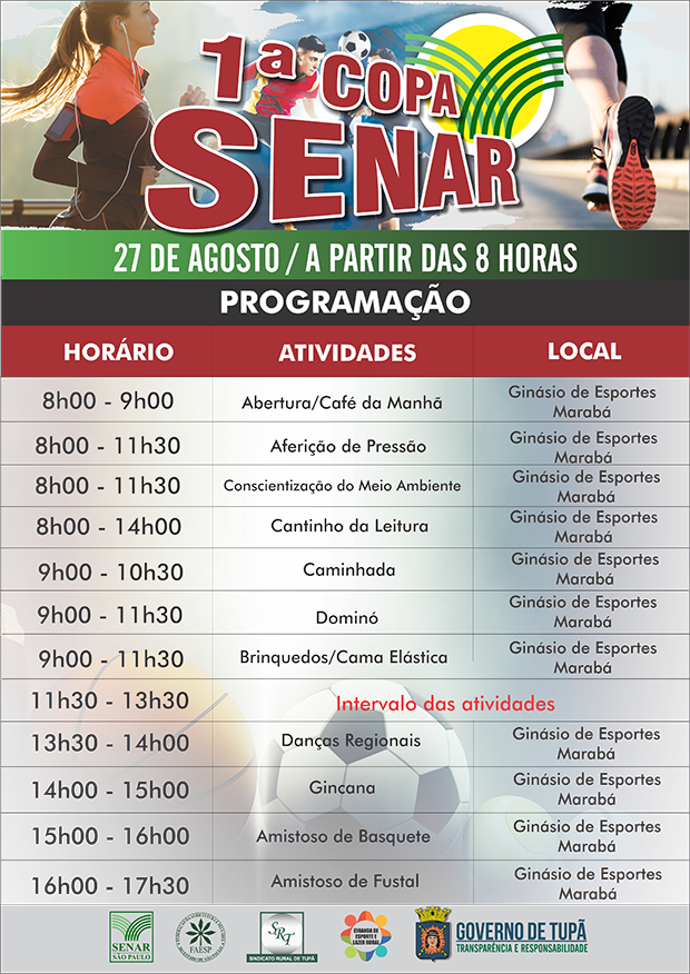 1ª Copa Senar realiza atividades culturais e esportivas no domingo