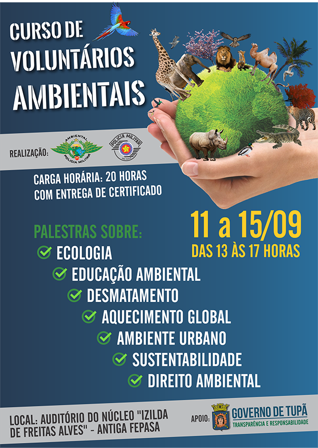 Curso de Voluntários Ambientais recebe inscrição até 6 de setembro