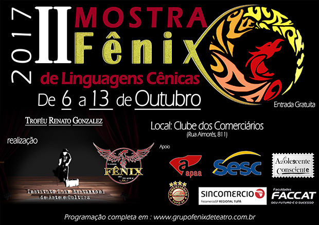 II Mostra Fênix de Linguagens Cênicas será de 6 a 13 de outubro