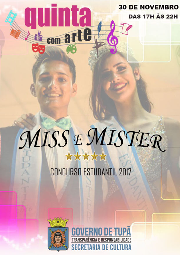 Quinta com Arte desta semana terá Concurso Estudantil Miss e Mister