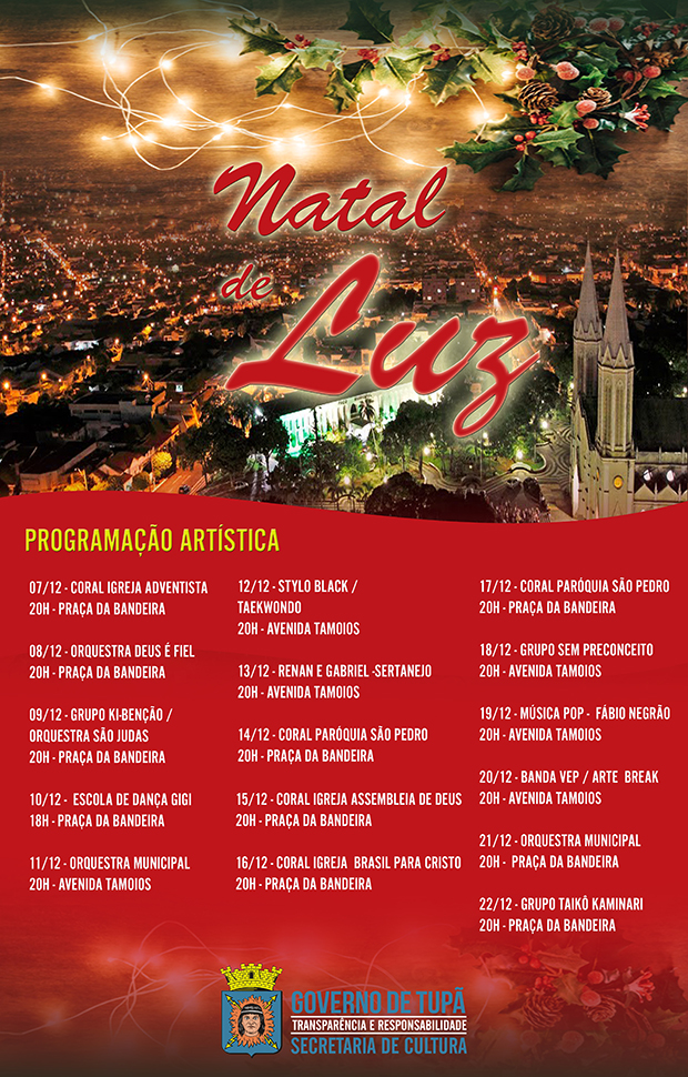 Programação do Natal de Luz começa nesta quinta