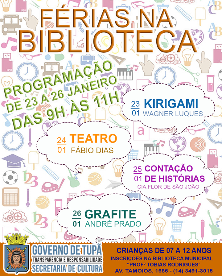 Inscrições do Projeto Férias com Arte na Biblioteca começam hoje