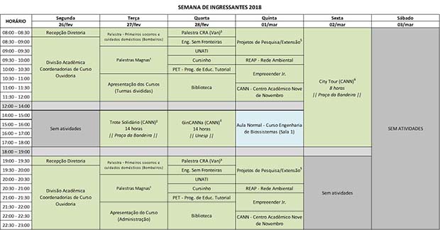 Programação da Recepção aos Alunos Ingressantes é divulgada