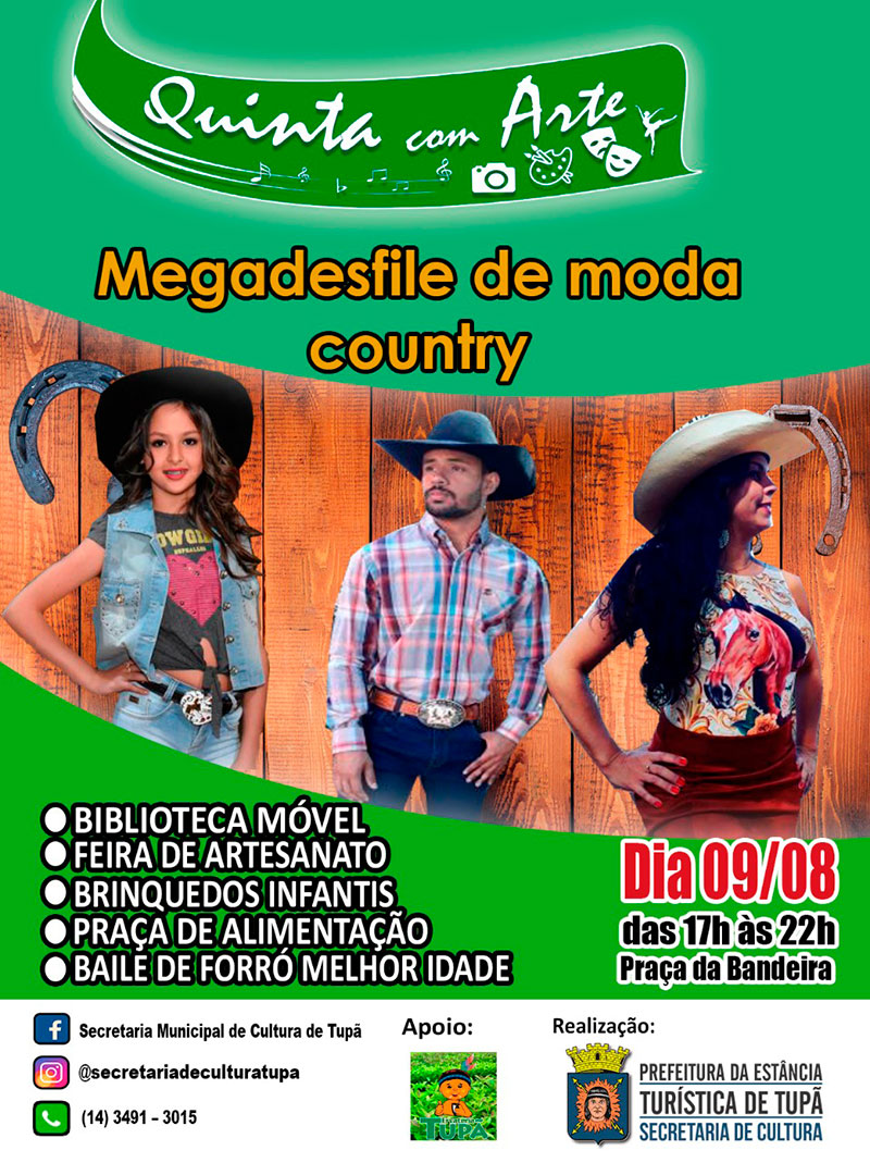 Quinta com Arte desta semana terá desfile de moda country