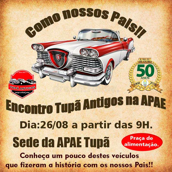 APAE recebe exposição de carros antigos neste domingo (26)