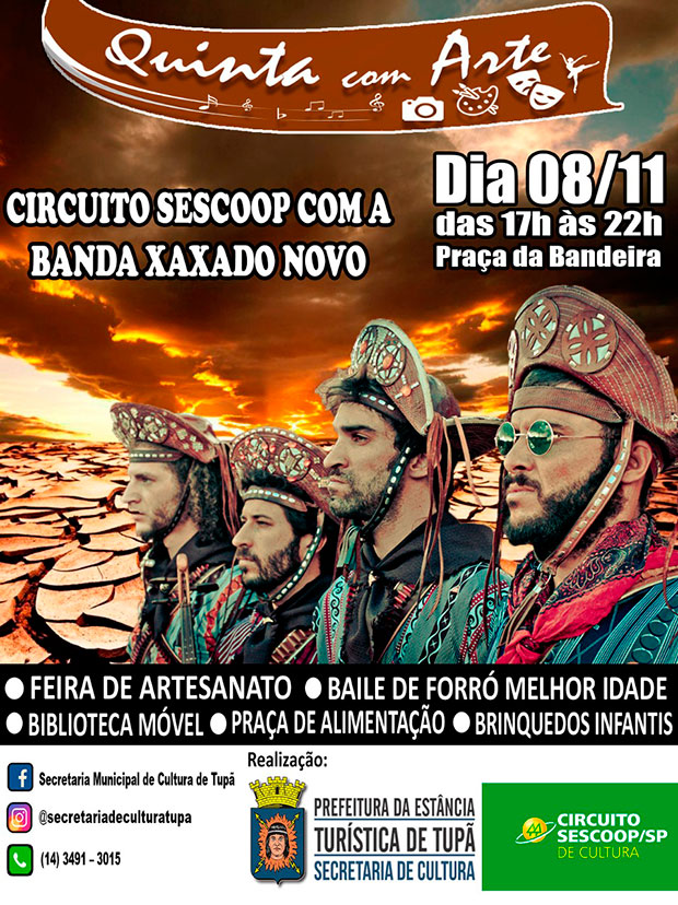 Banda Xaxado Novo se apresenta nesta quinta na Praça da Bandeira