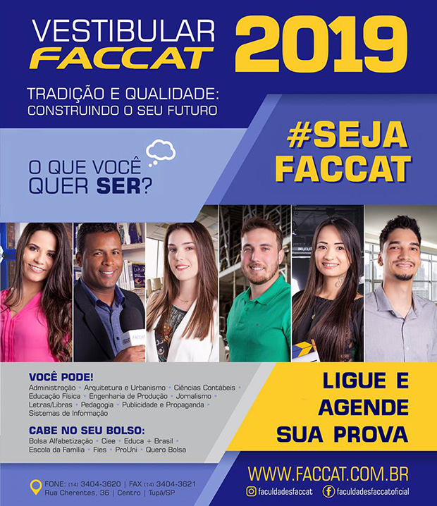 Última prova do vestibular agendado da FACCAT acontece no próximo dia 11