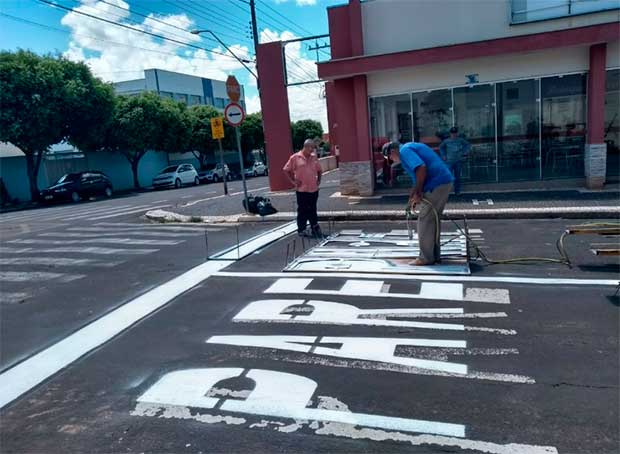 Área Central de Tupã recebe revitalização nas sinalizações de solo