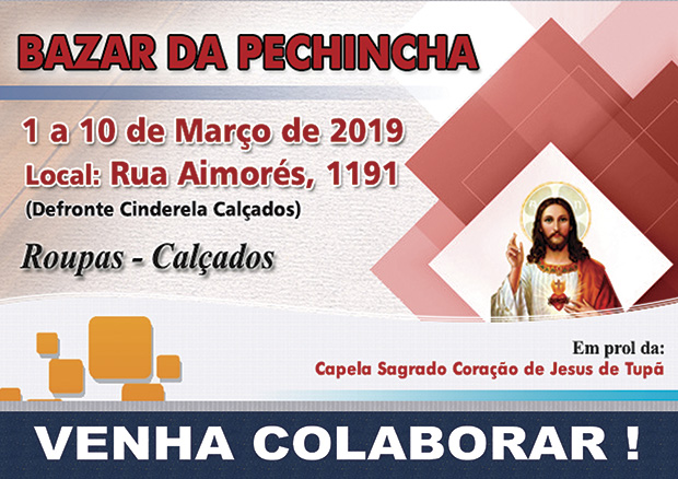 Comunidade Sagrado Coração de Jesus promoverá Bazar da Pechincha