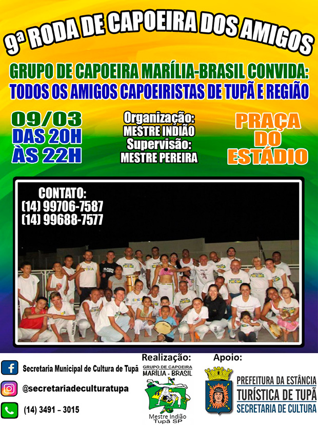 9ª Roda de Capoeira dos Amigos será realizada neste sábado (9)