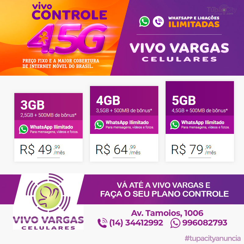 Corra já para Vivo Vargas e garanta seu plano Controle por apenas R$ 49,99