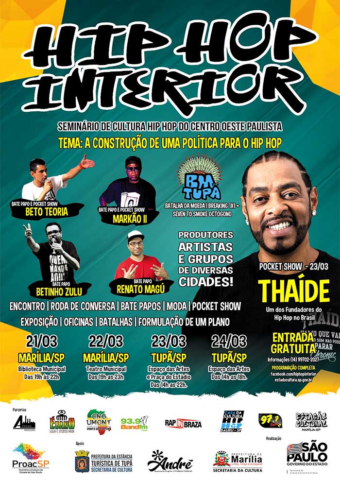 Tupã recebe projeto Hip Hop do Interior neste fim de semana