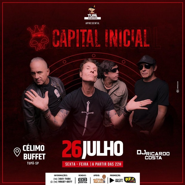 Capital Inicial faz show em Tupã no próximo mês