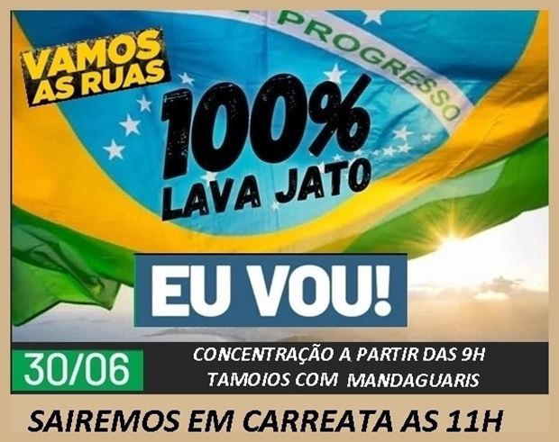 Tupã terá manifestação 100% Lava Jato neste domingo (30)