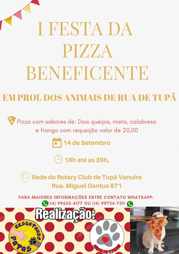 Grupo realiza Festa Pizza Beneficente em prol aos animais de rua