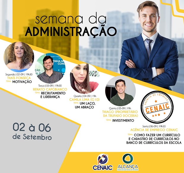 3ª Semana de Administração do CENAIC contará palestras imperdíveis