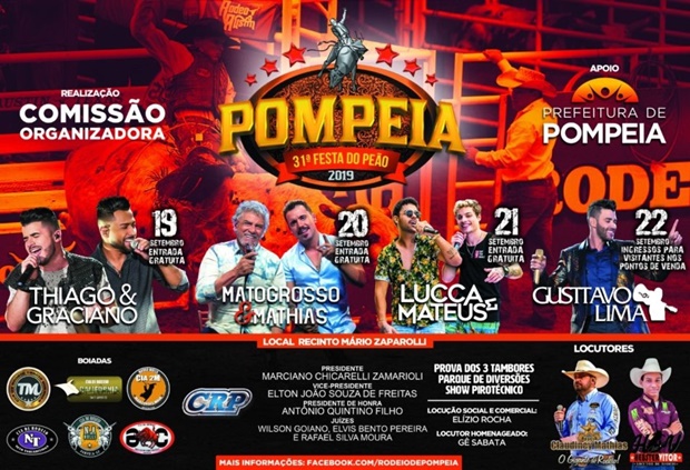 Festa do Peão começa nesta quinta em Pompeia