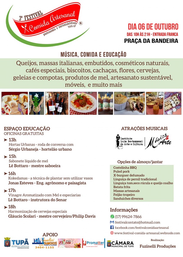 Tupã terá 3º Festival de Comida Artesanal