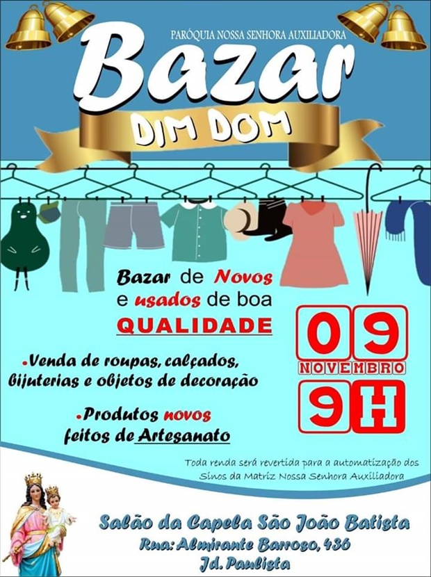 Nossa Senhora Auxiliadora promove bazar em prol a troca dos sinos da paróquia