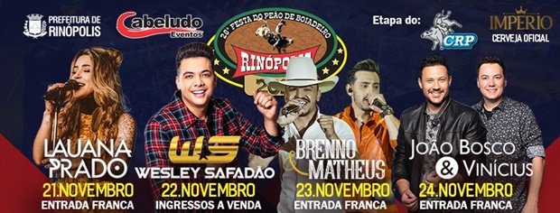 26ª Festa do Peão de Boiadeiro de Rinópolis terá show de Wesley Safadão