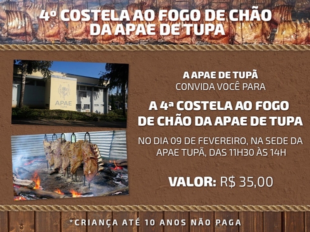 APAE realizará 4ª edição da Costela ao Fogo de Chão em fevereiro