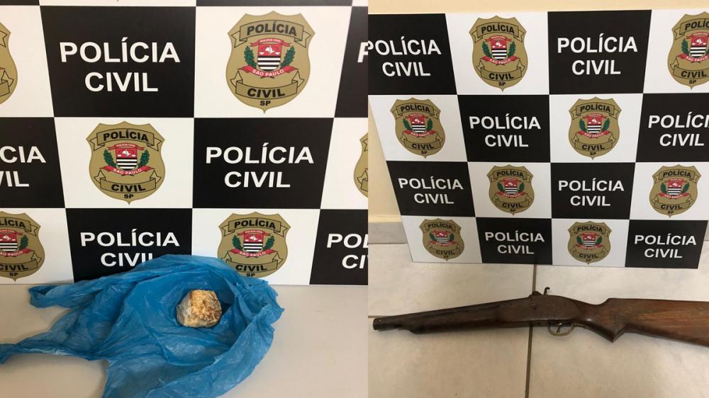 Operação conjunta apreende arma calibre 12 e pedra bruta de crack em Parapuã