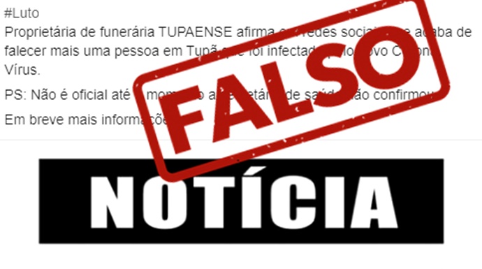 É fake informação de que pessoa teria morrido por coronavírus em Tupã