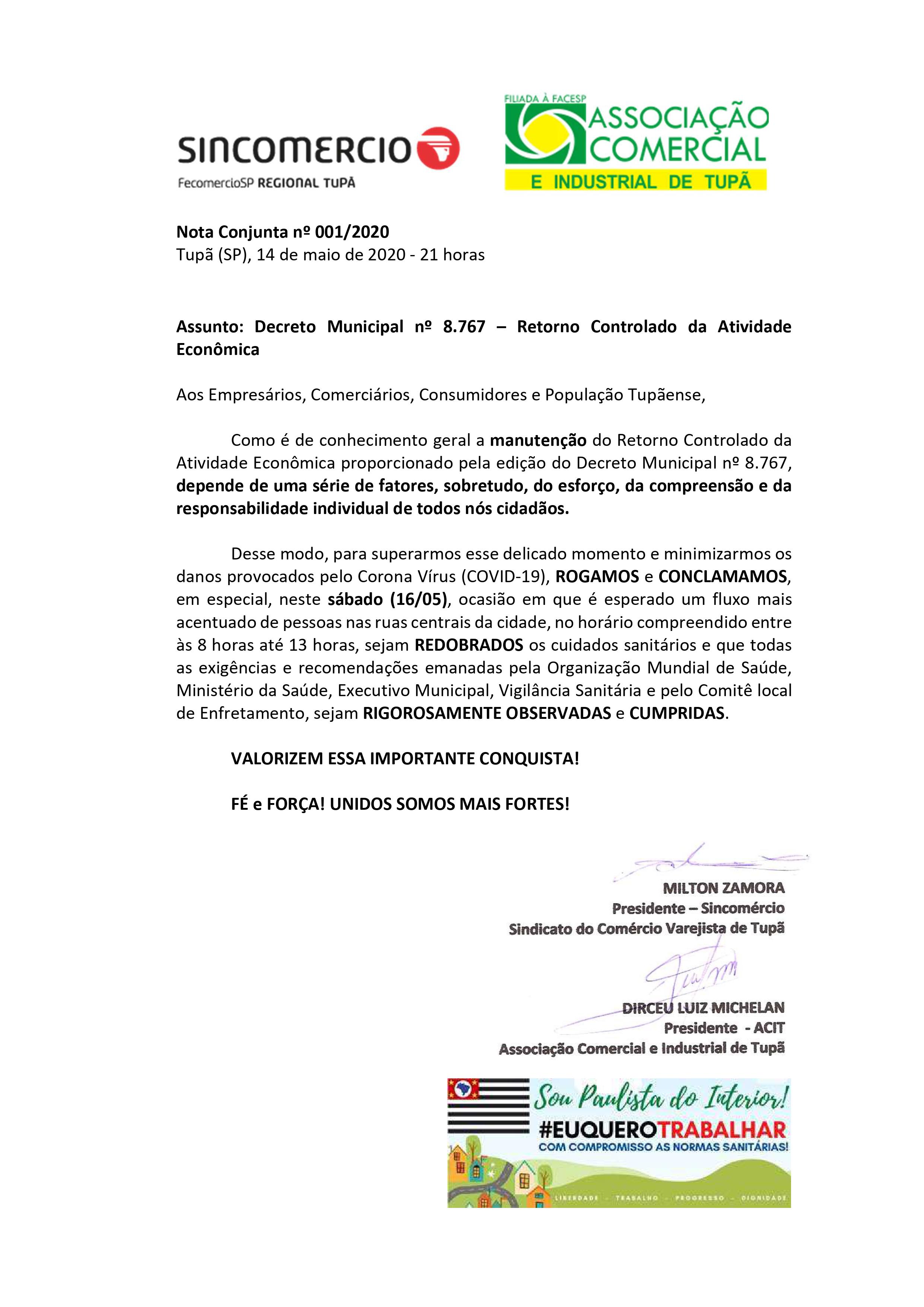 Comerciantes devem redobrar cuidados sanitários neste sábado, orienta ACIT e Sincomércio