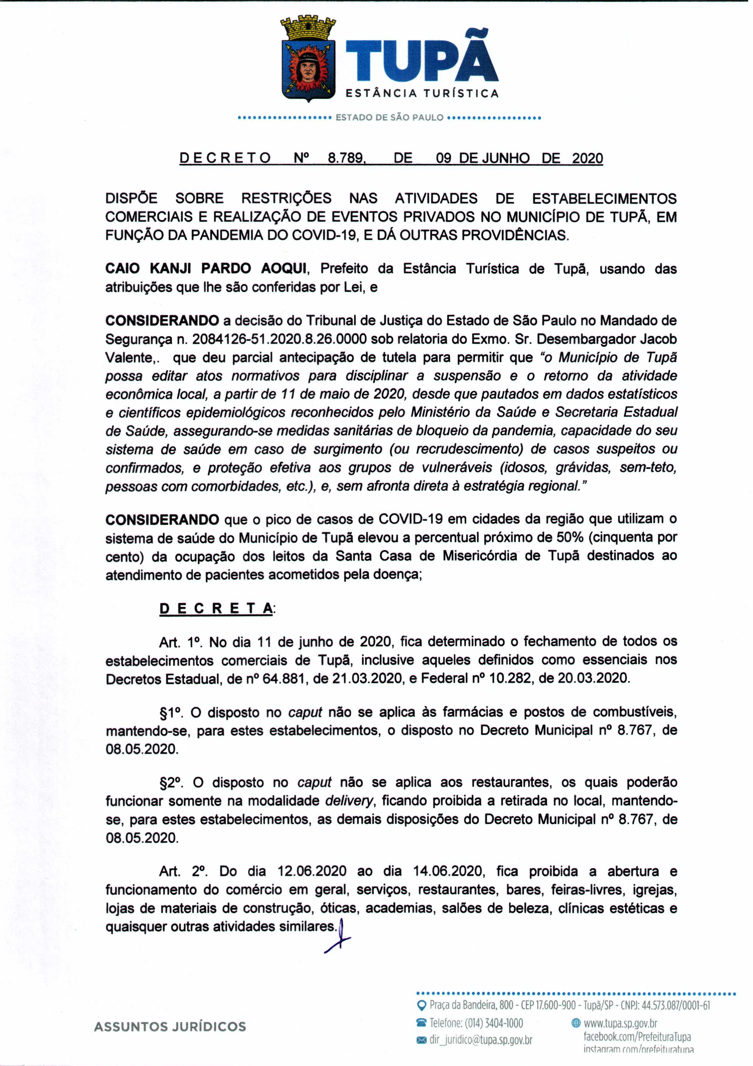 Prefeitura divulga decreto sobre restrição de atividades devido ao coronavírus