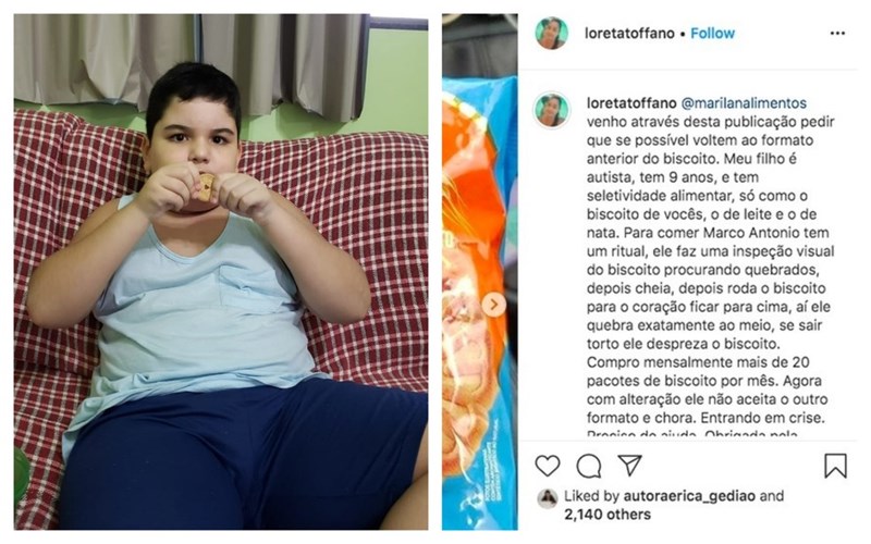 Empresa de Marília promete fornecer biscoito que  saiu de linha  para menino autista após mãe fazer apelo