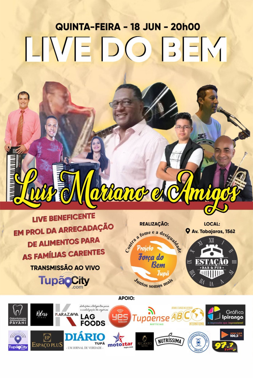 Live do Bem: Luiz Mariano e Amigos se apresentam ao vivo nesta quinta (18)