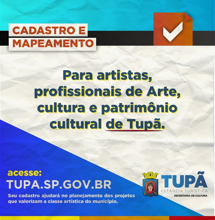 Cadastramento de artistas segue disponível no site da Prefeitura de Tupã