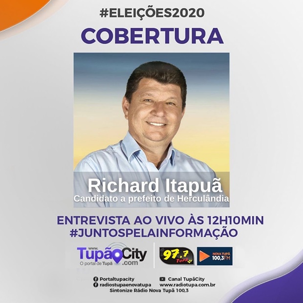 Eleições 2020: Richard Itapuã é o segundo candidato a prefeito da região a ser entrevistado