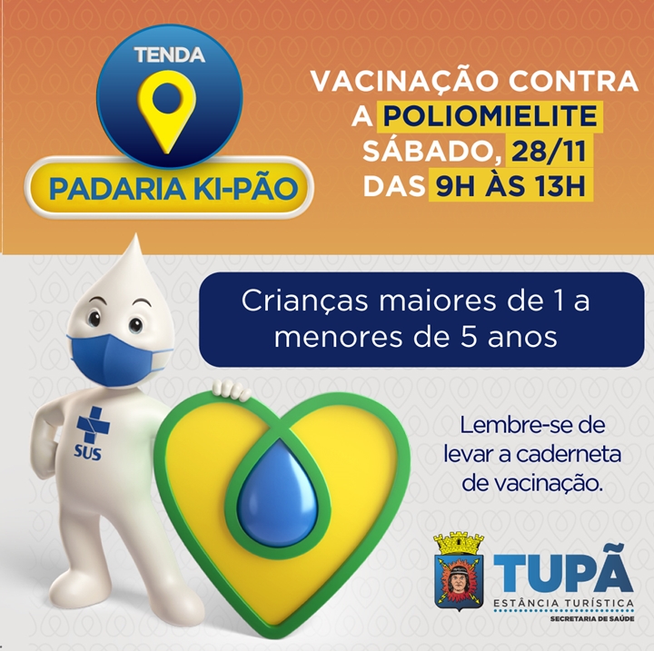 Campanha contra Pólio terá tenda de vacinação em frente a Ki-Pão