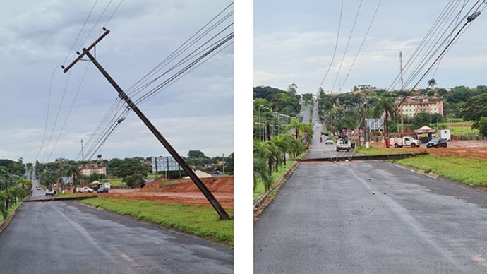 Postes de energia caem e interditam parte da vicinal Tupã - Parnaso