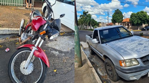 ACIDENTE: Moto colide com caminhonete no centro de Tupã