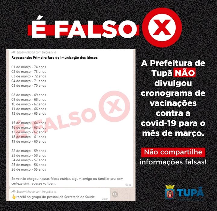 Prefeitura esclarece boato sobre cronograma de vacinação em março