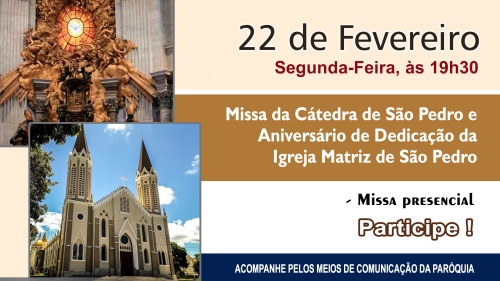 São Pedro de Tupã celebrará missa da Cátedra de São Pedro e aniversário de dedicação da Igreja Matriz