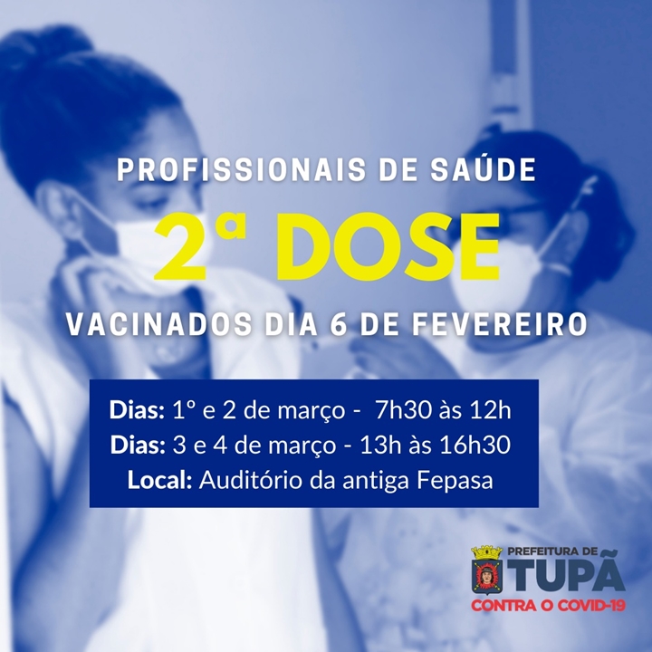 Profissionais imunizados dia 6/2 devem receber 2ª dose na próxima semana