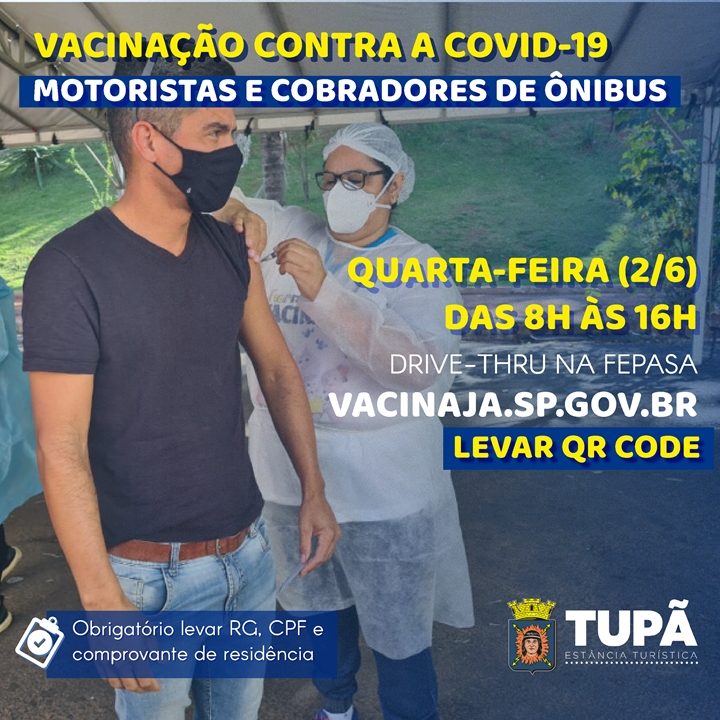 Vacinação contra Covid-19 de motoristas e cobradores de ônibus é antecipada