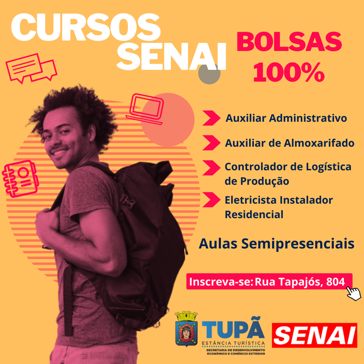 SENAI oferece quatro cursos de qualificação técnica com bolsa 100% para Tupã