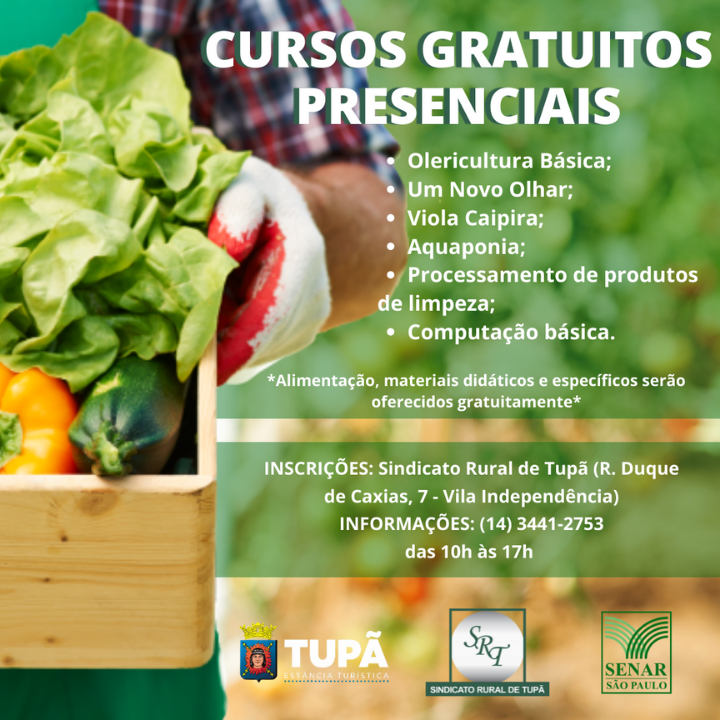 Sindicato Rural abre vagas para 6 cursos gratuitos