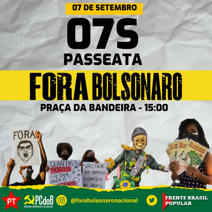 Tupã terá manifestação contra o Bolsonaro nesta terça-feira (7)