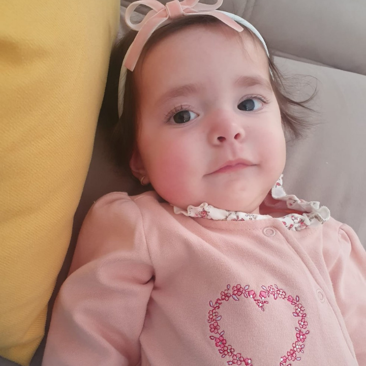 Valentina foi diagnostica com a AME com quase cinco meses de vida — Foto: Cedida