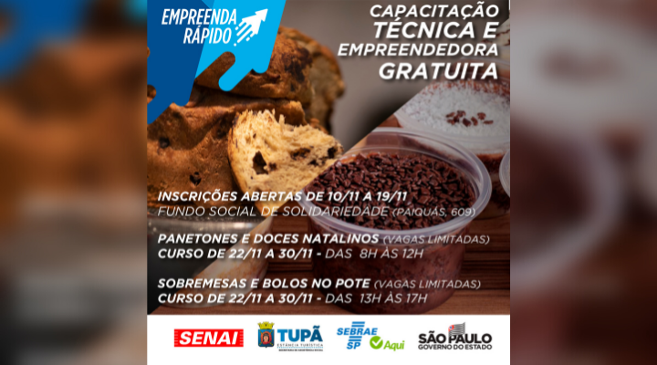 Curso gratuito de confeitaria está com inscrições abertas em Tupã