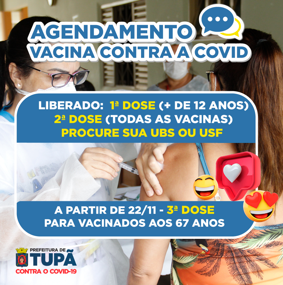 Idosos vacinados aos 67 anos poderão agendar a 3ª dose a partir de 22/11