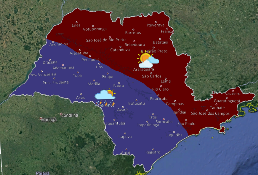 Previsão indica possibilidade de chuva para Tupã a partir desta quinta-feira (25)