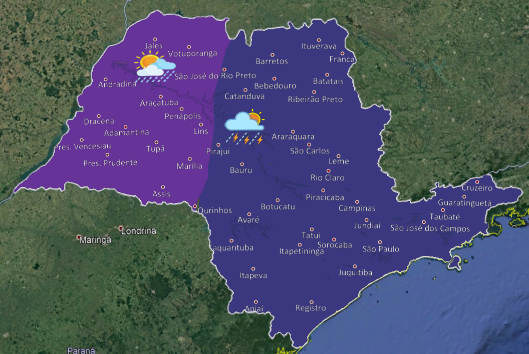 Terça-feira começa com céu limpo, mas pancadas de chuvas isoladas podem ocorrer ao longo do dia