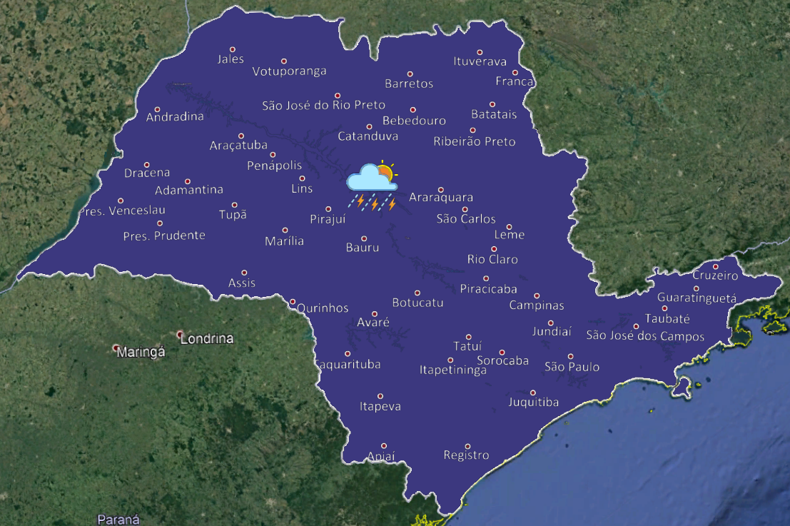 Meteorologia prevê pancadas de chuva para Tupã neste domingo